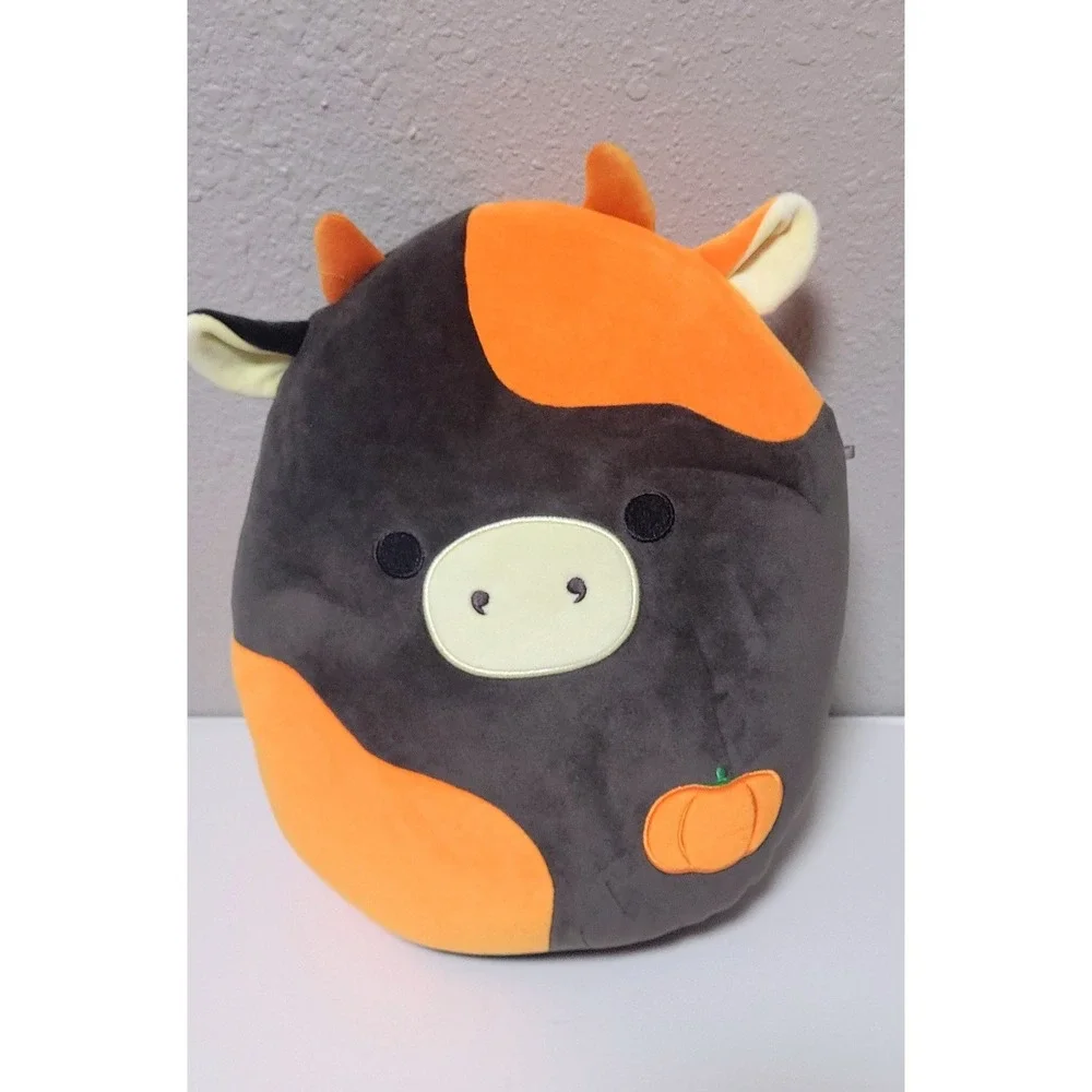 Squishmallows Halloween Cillian the Cow Grey Orange Pumpkin Plush Jazwares 8